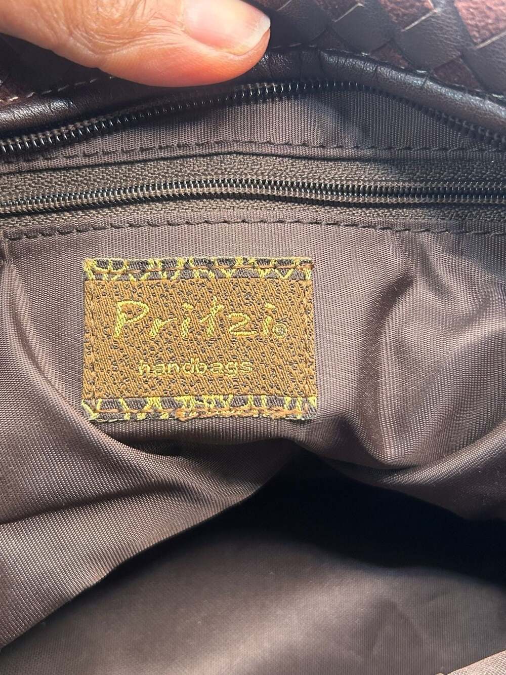 Vintage Brown Woven Satchel with Gold Tone Buckle Detail - Picture 12 of 12
